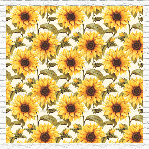 Watercolor Sunflowers Printed Pattern Vinyl, HTV or Sublimation Sheets | 970A