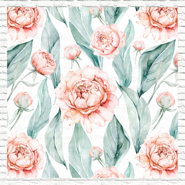Pink Watercolor Floral Printed Pattern Vinyl, HTV or Sublimation Sheets | 987B