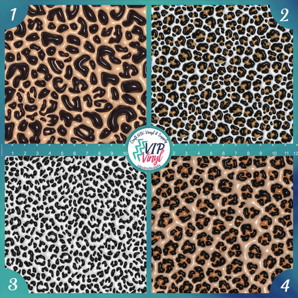 3D Inflated Leopard Printed Pattern Vinyl, HTV or Sublimation Sheets | 1007A