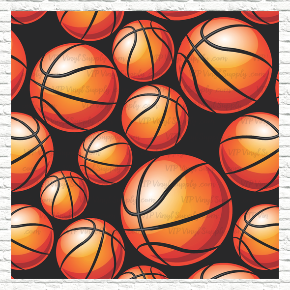 Basketball Pattern Printed Vinyl, HTV or Sublimation Sheets | 1006B