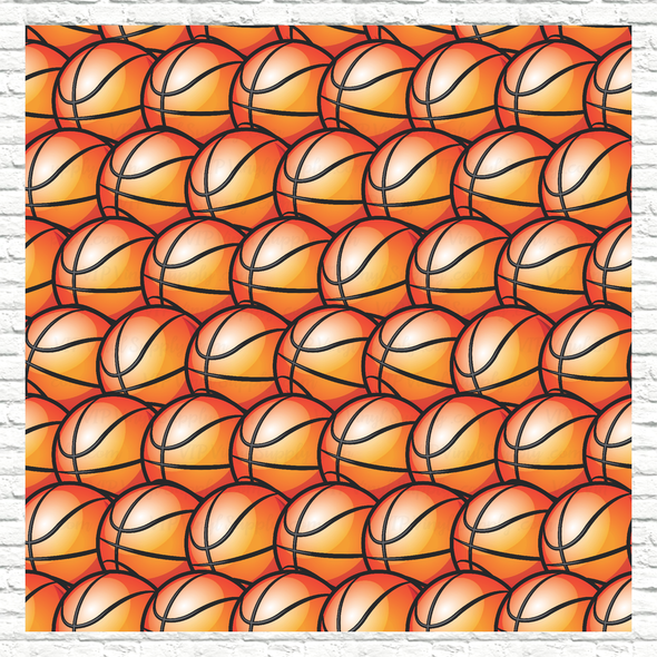 Basketball Printed Pattern Vinyl, HTV or Sublimation Sheets | 1006C