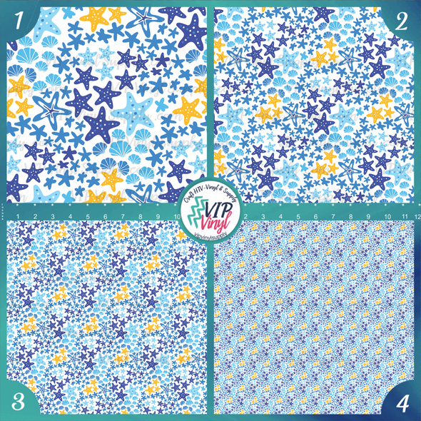 Starfish Patterned Printed Vinyl, HTV or Sublimation Sheets | 1038A