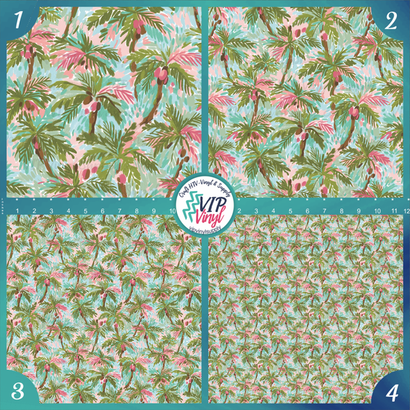 Preppy Tropical Watercolor Printed Pattern Vinyl, HTV or Sublimation Sheets |  1040D