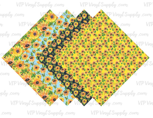 Sunflower Collection Pattern HTV Vinyl - Outdoor Adhesive Vinyl or Heat Transfer Vinyl