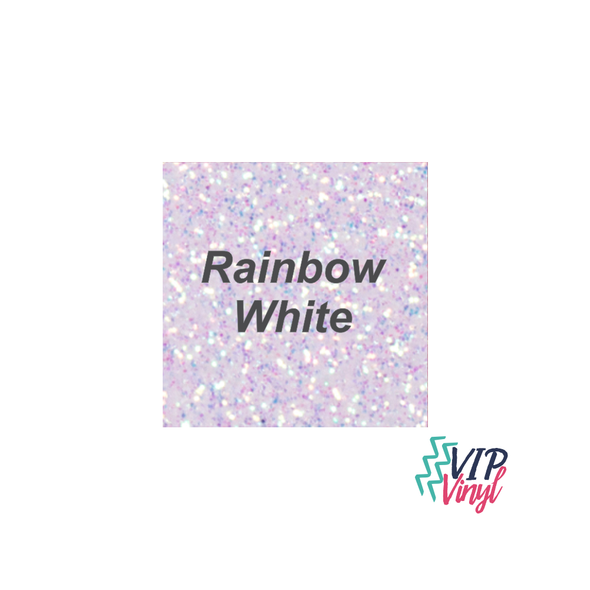 Rainbow White Glitter HTV - 12" x 12"  Stahls CAD-CUT® - Glitter Flake Heat Transfer Vinyl -