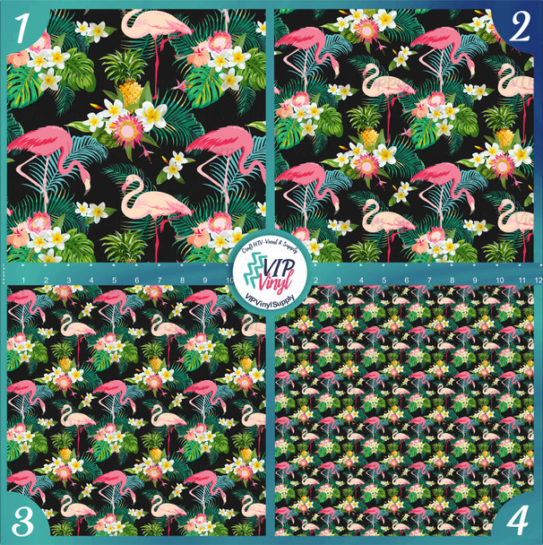 Tropical Flamingo Pattern Vinyl - Black | 254A