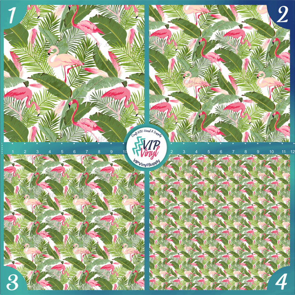 Tropical Palms Flamingo Pattern Vinyl - White | 254C