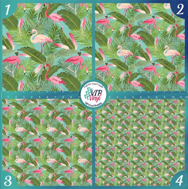 Tropical Palms Flamingo Pattern Vinyl - Teal | 254D