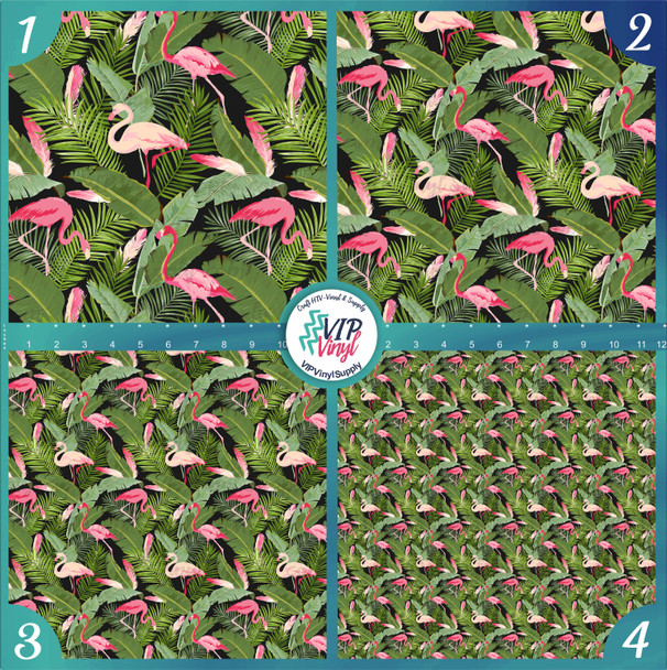 Tropical Palms Flamingo Pattern Vinyl - Black | 254E