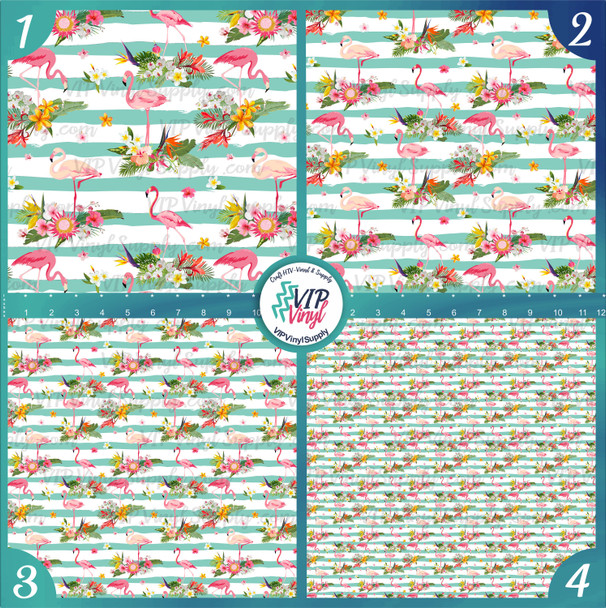Tropical Flamingo Pattern Vinyl - Teal Stripes | 254F