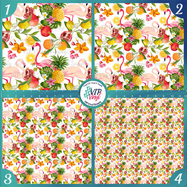 Fruit and Flamingo Pattern Vinyl - White | 255A