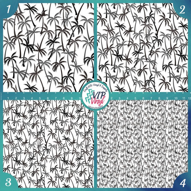 Black and Gray Pattern Palm Tree Vinyl - White | 327C