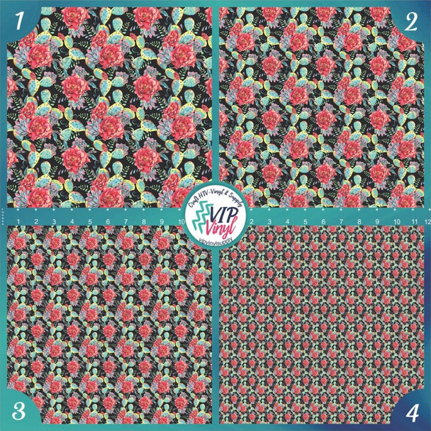 Watercolor Cactus Rose Vinyl - Black | 422C