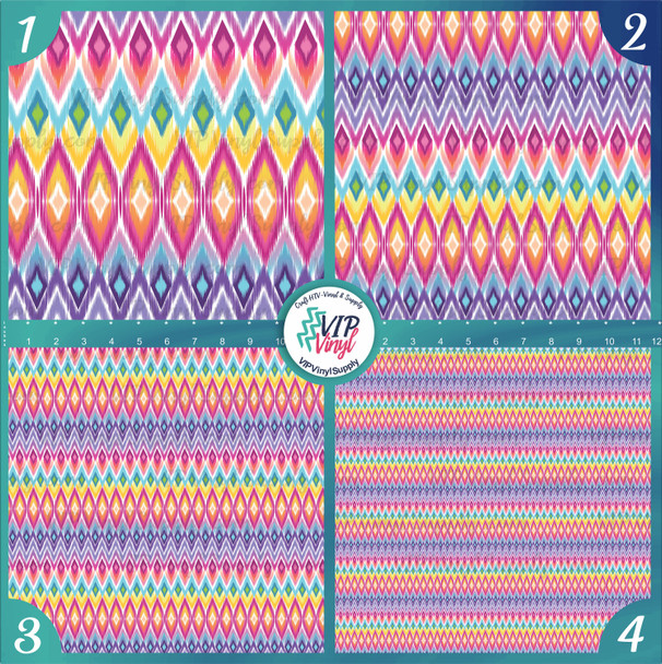 Summer Rainbow Ikat Printed Vinyl & HTV | Outdoor Adhesive Vinyl or Heat Transfer Vinyl | 275A