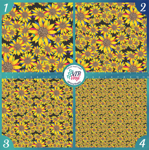 Tie-Dye Sunflower Vinyl - Black | Outdoor Adhesive Vinyl or Heat Transfer Vinyl | 291A