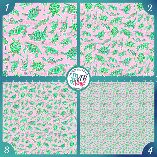 Preppy Turtles Vinyl - Pink |Outdoor Adhesive Vinyl or Heat Transfer Vinyl | 493B