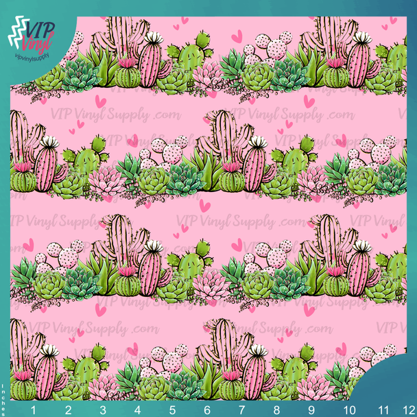 Cactus Pattern Vinyl - Pink Scenic | Outdoor Adhesive Vinyl or Heat Transfer Vinyl | 480Ds1