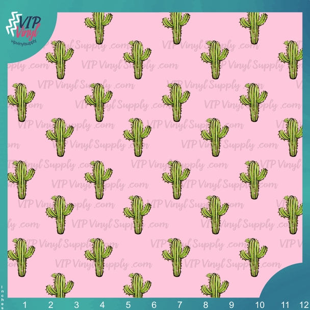 Tiny Cactus Pattern Vinyl - Pink | Outdoor Adhesive Vinyl or Heat Transfer Vinyl | 480Cs1