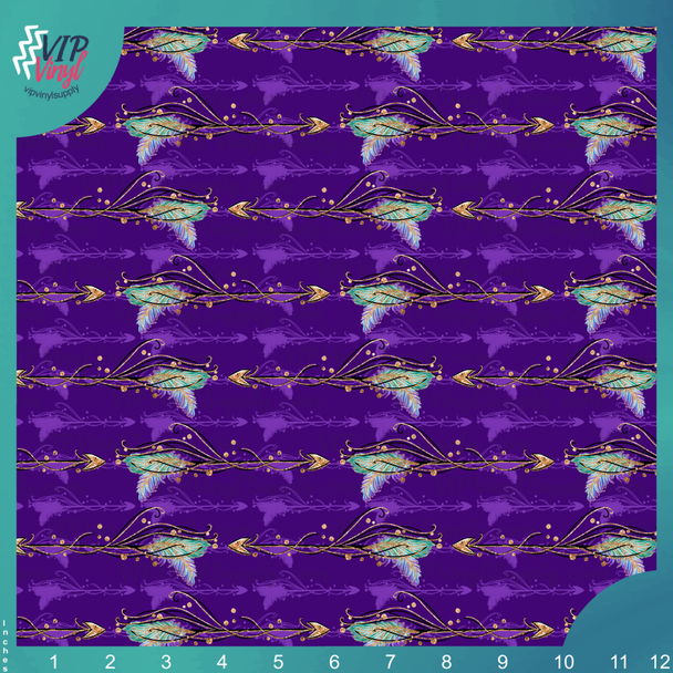 Boho Floral Arrows Pattern Vinyl - Purple | Outdoor Adhesive Vinyl or Heat Transfer Vinyl | 497Cs1