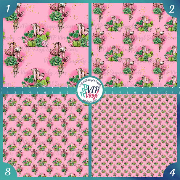 Cactus Pattern Vinyl - Pink Scene | Outdoor Adhesive Vinyl or Heat Transfer Vinyl | 480A