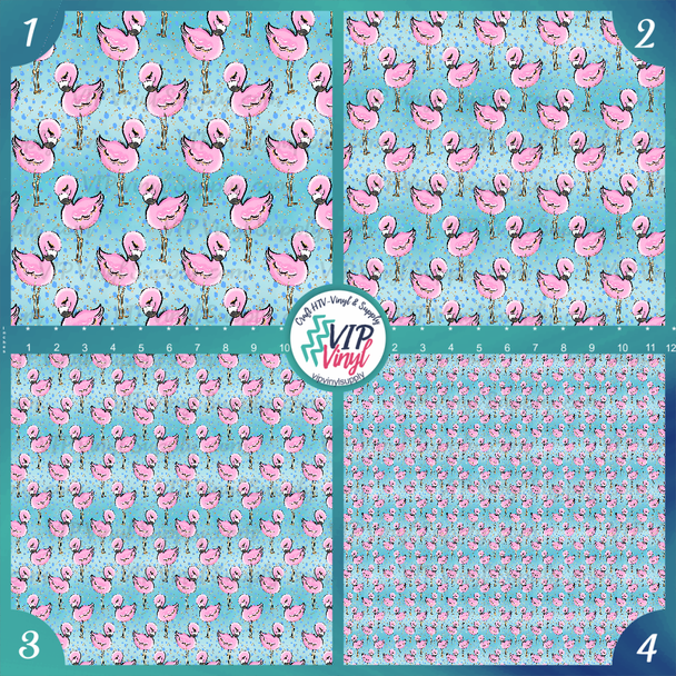 Cute Flamingos Pattern Vinyl - Blue | Outdoor Adhesive Vinyl or Heat Transfer Vinyl | 505C