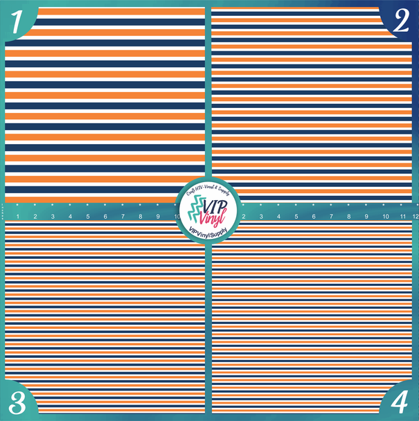 Navy Blue & Orange Stripes Pattern Vinyl | Outdoor Adhesive Vinyl or Heat Transfer Vinyl | 10184A