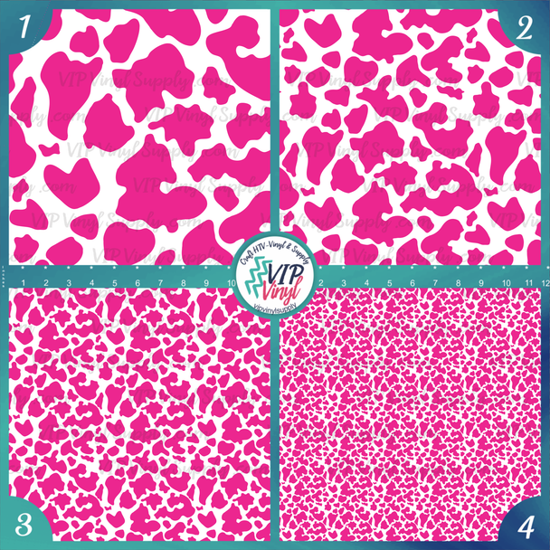 Pink Cow Patterned HTV Vinyl | Outdoor Adhesive Vinyl or Heat Transfer Vinyl | 515A