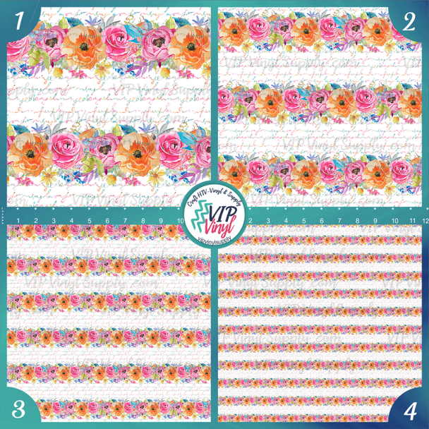 Watercolor Floral Notes Patterned Vinyl & HTV - White | Outdoor Adhesive Vinyl or Heat Transfer Vinyl | 397B