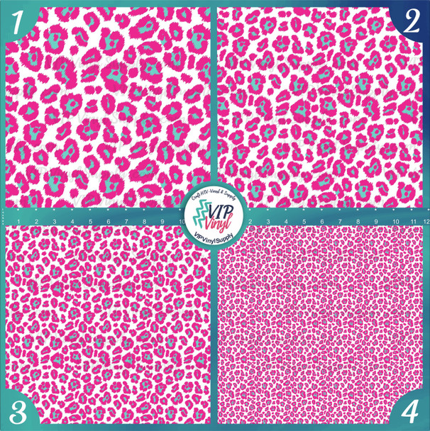 Pink and Teal Jaguar patterned HTV & Vinyl