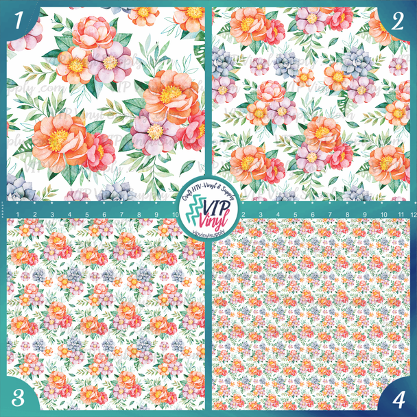 Watercolor flowers Patterned Vinyl & HTV | Outdoor Adhesive Vinyl or Heat Transfer Vinyl |