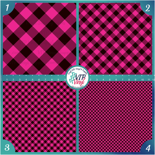 Dark Pink and Black Plaid Patterned HTV Vinyl | Outdoor Adhesive Vinyl or Heat Transfer Vinyl | LP1