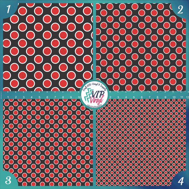 Large Polka Dots Patterned Vinyl or HTV - Black, Red & White | VIP Vinyl Supply