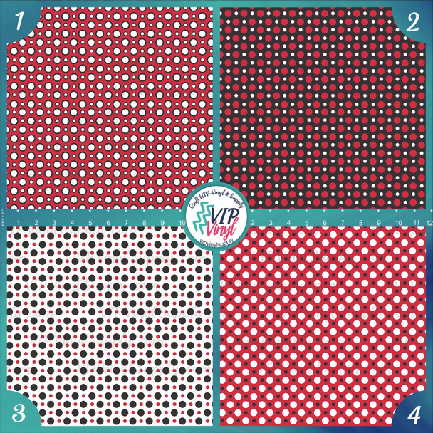 Polka Dots Patterned Vinyl or HTV - Black, Red & White | VIP Vinyl Supply