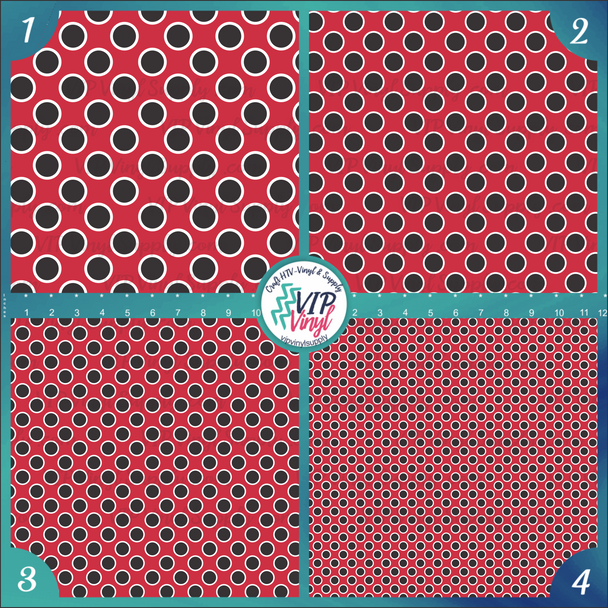 Large Polka Dots Patterned Vinyl or HTV - Black, Red & White | VIP Vinyl Supply