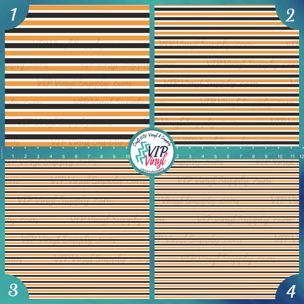 Stripe Patterned Vinyl or HTV - Black, Orange & White | VIP Vinyl Supply