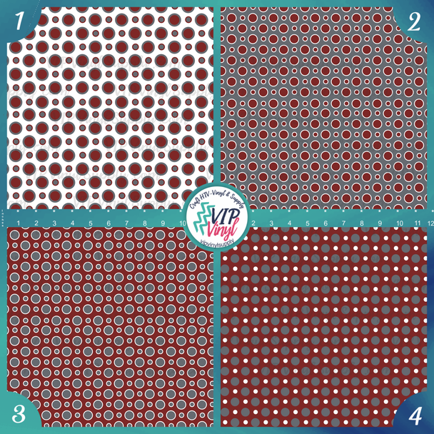 Polka Dots Patterned Vinyl or HTV - Maroon, Gray & White | VIP Vinyl Supply