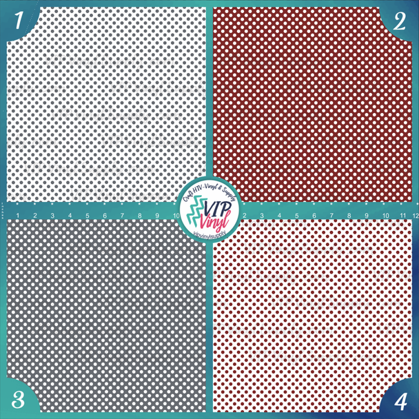 Polka Dot Patterned HTV Vinyl - Maroon, Gray & White | VIP Vinyl Supply