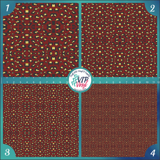 Leopard Patterned HTV Vinyl - Maroon & Gold | VIP Vinyl Supply