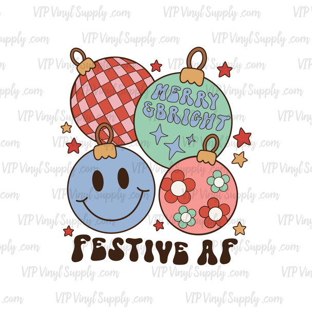 Retro Festive AF Christmas Transfer | DTF Transfer | VIP Vinyl Supply