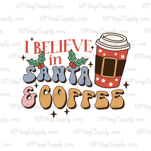 Santa & Coffee Christmas DTF Transfer | Ready to press T-Shirt transfer – DTF Transfer -   xM4