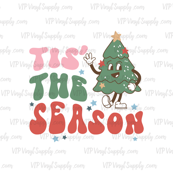 Tis the Season Vintage Xmas Tree DTF Transfer |