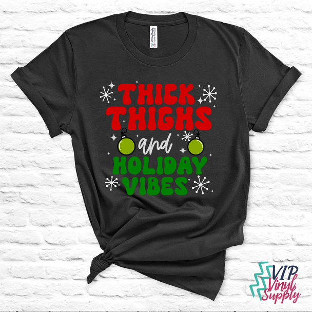 Thick Thighs and Holiday Vibes Christmas DTF Transfer | xAc4