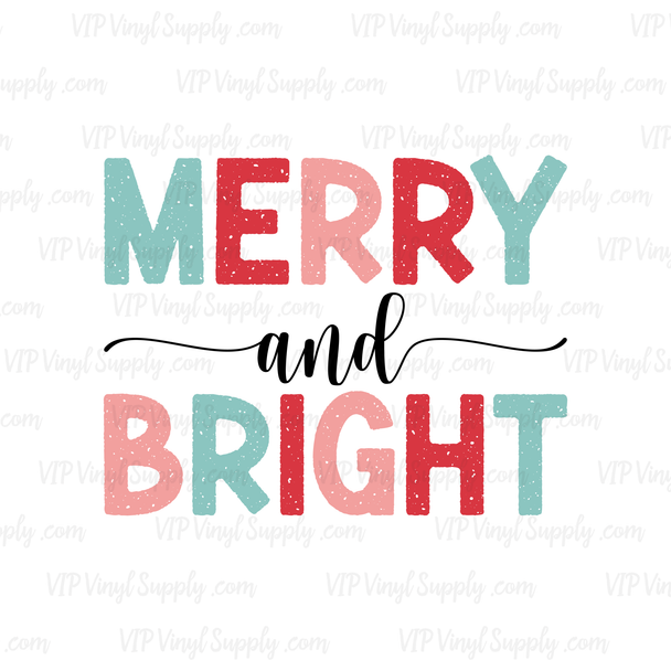 Merry and Bright Christmas Transfer DTF Transfer | xJ3