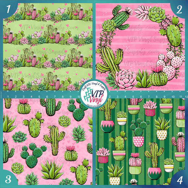 Pink Cactus Patterned Vinyl HTV