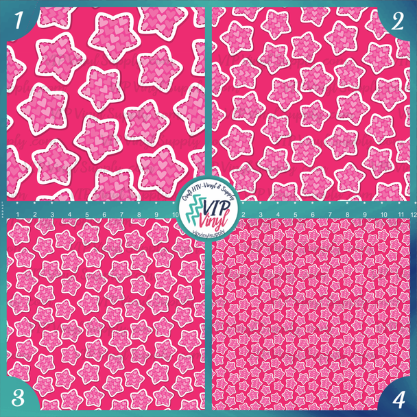 Pink Stars Pattern HTV Vinyl | Outdoor Adhesive Vinyl or Heat Transfer Vinyl | VIP Vinyl Supply