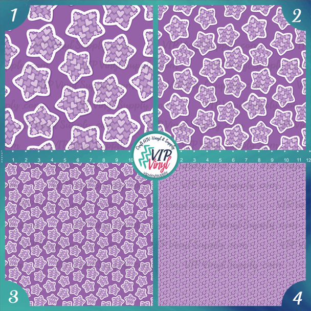 Purple Stars Pattern HTV Vinyl | Outdoor Adhesive Vinyl or Heat Transfer Vinyl | VIP Vinyl Supply