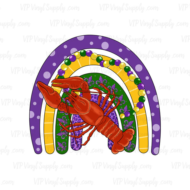 Mardi Gras Crawfish Rainbow Sublimation Transfer