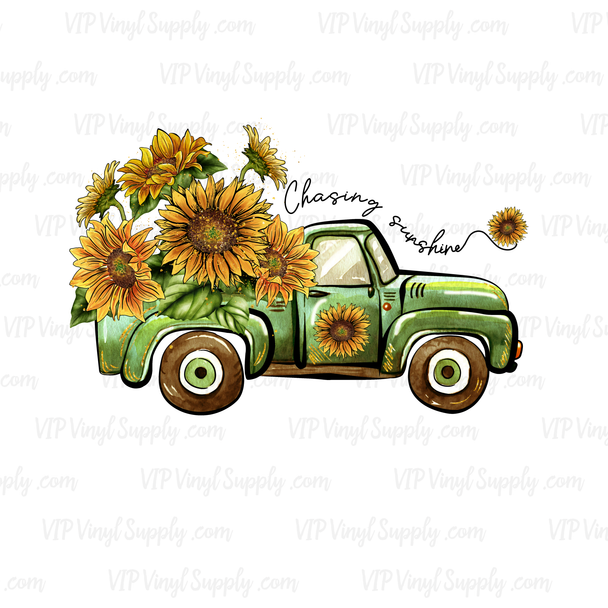 Sunflower Vintage Truck sublimation Transfer