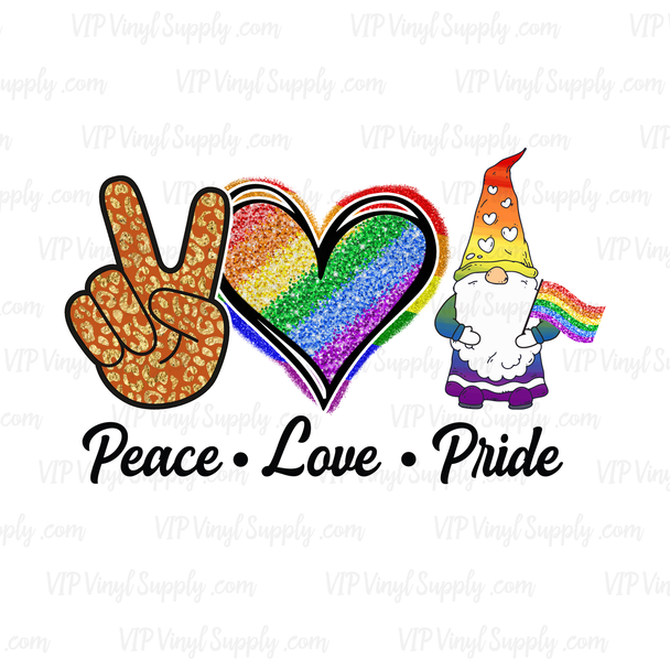 Peace Love Pride Gnome Sublimation Transfer