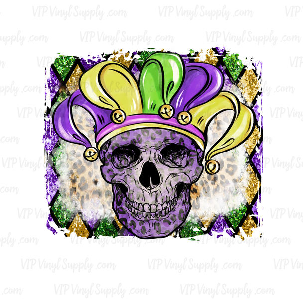 Mardi Gras Skull Sublimation Transfer